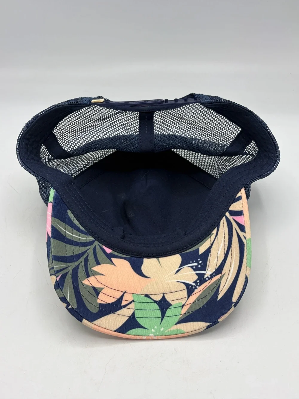 Roxy Tropical Floral Trucker Hat in Navy, Pink & Peach